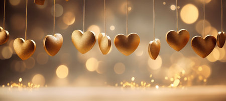 Romantic Valentines Day Love: Red Heart on Decorative Background with Abstract Bokeh Lightsの素材