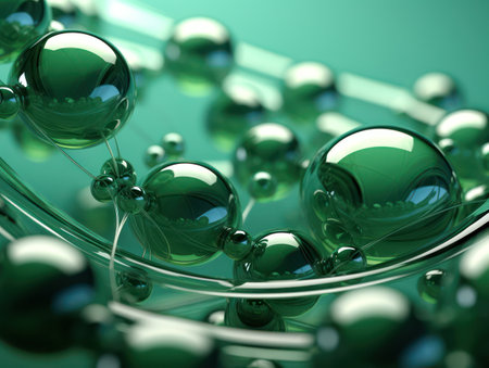 Abstract Transparent Sphere on Blue Water: Shiny Liquid Bubble Ball in Closeup Macro - Colorful Decorative Circle in Bright Wet Glass Backgroundの素材