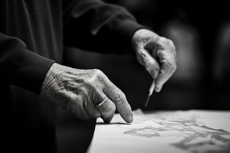 Elderly Hands Holding, Aging Affectionately: Wrinkled Love and Supportの素材