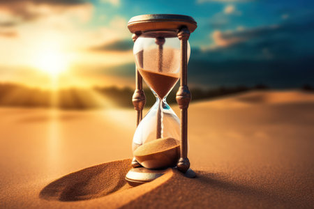 Times Flow: A Vintage Hourglass on the Beachの素材