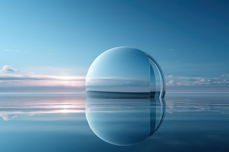 Abstract Light: A Futuristic Skyline Sphere Reflecting a Surreal Landscapeの素材