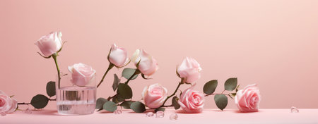 Soft Blossoms on Light Pink Background: A Romantic Floral Bouquet for Summer Weddings and Valentines Dayの素材