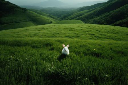 Serene Asiatic Rice Terraces: A Picturesque Fusion of Green Fields, Majestic Mountains, and a Blue Skyの素材