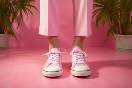 Trendy Female Footwear in Blue and White: A Fashionable Pair of Sneakers for Modern Lifestyleの素材