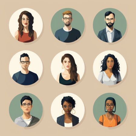 Isolated Portrait Set: Character Heads and Avatars - Man, Woman, Cartoon Illustration Iconsの素材