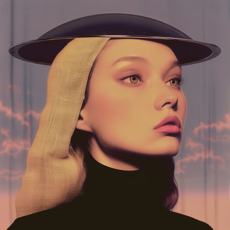 Beauty Portrait of Young Caucasian Female Model with Attractive Hair Style and Glamour Make-up on White Background.の素材