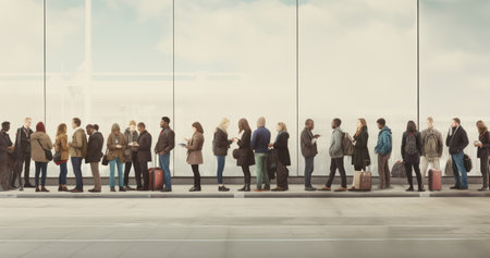 Busy Corporate Professionals Rushing Through Modern Office Corridorの素材