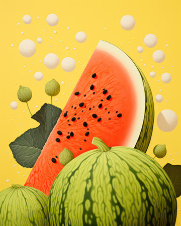 Fresh and Juicy Watermelon Slice on Green Background: A Delicious and Healthy Summer Snackの素材
