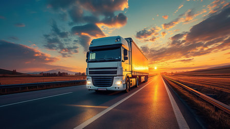 Sunset Highway: Fast Freight Delivery on an Industrial Landscapeの素材