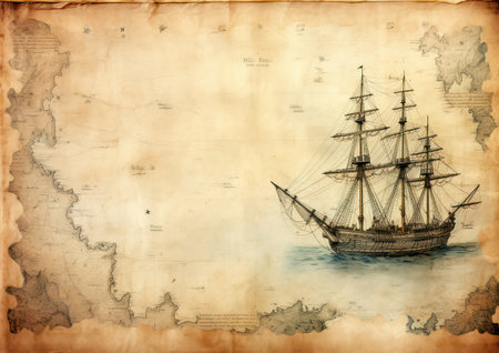 Sailing through Time: A Vintage Adventure on the Ancient Seasの素材