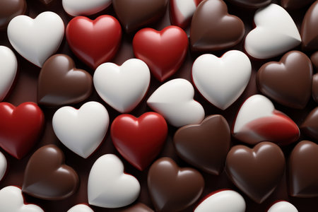 Romantic Love: Heart-shaped Candy on Red Valentine Backgroundの素材