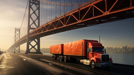 American Big Rig: Delivering Heavy Freight at High Speed Across Northwest Highwayの素材