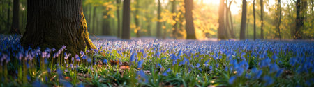 Wild Beauty: A Springtime Medley of Bluebells and Wildflowers in a Forest Meadowの素材