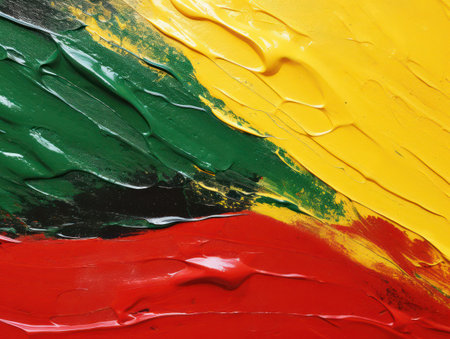 Lithuanian Flag: A Colorful Abstract Celebration of National Pride and History on Vintage Silk Fabricの素材