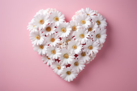 Love Blossoms: A Delicate Floral Composition in White, Daisy, and Chamomile, Evoking the Freshness of Spring and the Beauty of Nature.の素材
