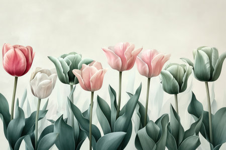 Blooming Beauty: A Vibrant Bouquet of Colorful Spring Flowers on a Bright Green Meadowの素材