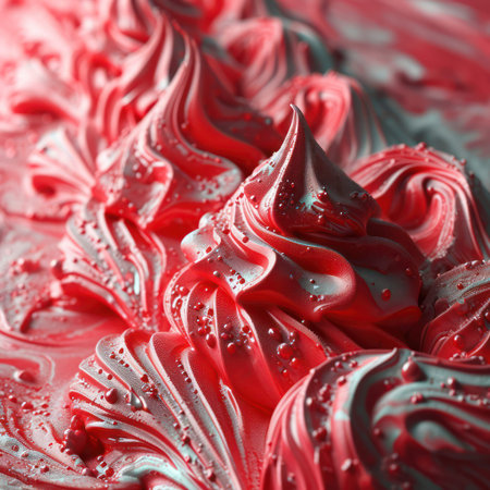 Abstract Paint Red Design: Textured Artwork with Fluid Acrylic Patterns on Pink Marble Backgroundの素材