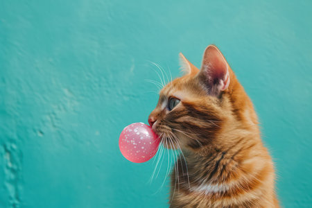 Cute Cat with Fluffy White Fur Resting on a Sunny Summer Backgroundの素材