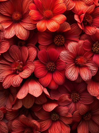 Vibrant Red Flowers Arranged in Circular Formation, Creating a Stunning Display of Natural Beautyの素材