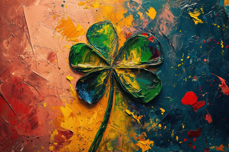 Colorful Grunge Art: Green Abstract Background with White Brush Strokes and Splashesの素材