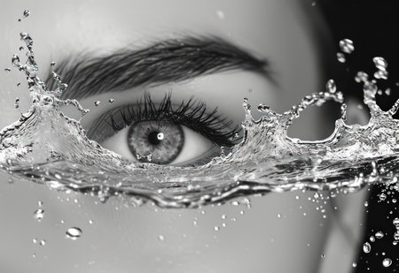 Tearful Beauty: Closeup Portrait of a Sad Young Woman with Expressive Eyes, Crying in Distressの素材