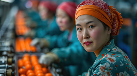 Colorful Asian Women Celebrating Tradition: Happy, Religious, and Vibrant Portraitの素材
