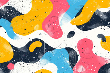 Colorful Paint Splatters and Swirls Abstract Background on Black and White Canvas Vibrant Artistic Design for Creative Projectsの素材