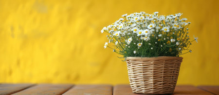 Sunny Bouquet: A Vibrant Floral Burst on a Rustic Wooden Tableの素材