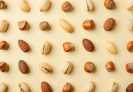 Assorted Nuts on Beige Backgroundの素材