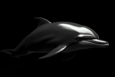 Black and white D dolphin illustration showcasing sleek lines and smooth curves, emphasizing elegance and marine beauty in a minimalist styleの素材
