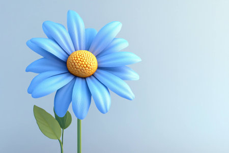 Delicate blue flower with vibrant petals against a soft blue background, embodying freshness and tranquility for a soothing ambianceの素材