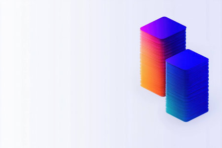 Colorful geometric shapes in vibrant gradient shades, creating a visually striking abstract background perfect for modern designs and digital contentの素材