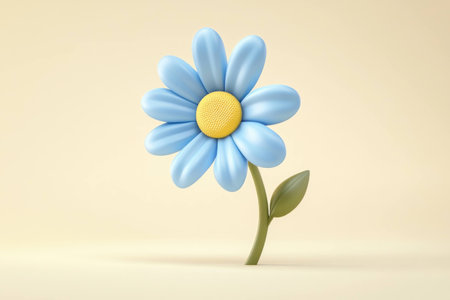A vibrant blue daisy flower in a minimalist design, symbolizing growth and positivity, perfect for spring themed projects or nature related contentの素材