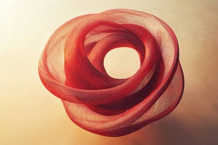 Abstract red rose shape, created with delicate mesh like texture, conveying a sense of elegance and sophistication, perfect for romantic themes or art projectsの素材