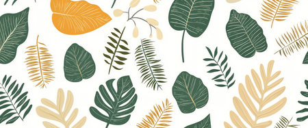 Abstract leaf pattern in green and yellow hues, ideal for nature themed designs, wallpapers, or eco friendly products Nature, leaves, green, yellow, patternの素材