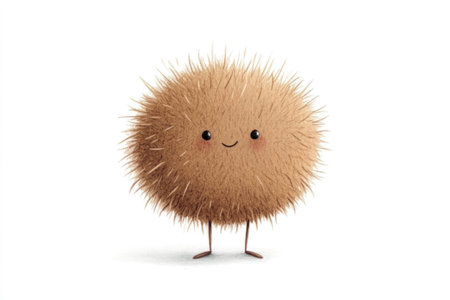 Cute cartoon character with fluffy texture, smiling, suitable for children s designs, fun themes, and playful brandingの素材