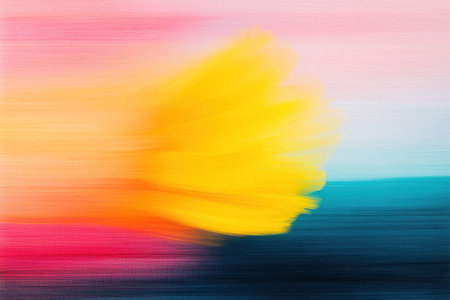 Vibrant abstract artwork showcasing a blend of yellow, pink, and blue hues, perfect for evoking emotions and adding energy to modern design projectsの素材