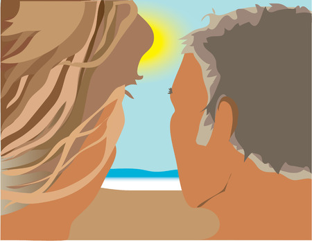 is there bether feeling,than be with yours beloved one...beach,sun,sand...のイラスト素材