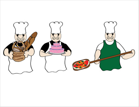 three types of bakerのイラスト素材