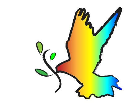 dove with olive branchのイラスト素材