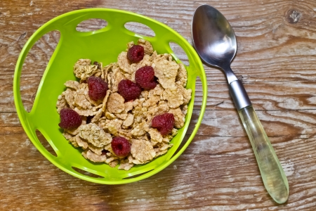 Delicious and healthy wholegrain muesli breakfastの写真素材