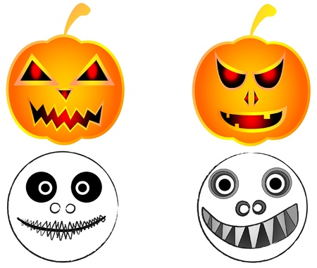 halloween pumpkin and scary funny ghostのイラスト素材