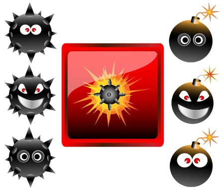 Collection of cartoon bomb emoticons vector illustrationのイラスト素材