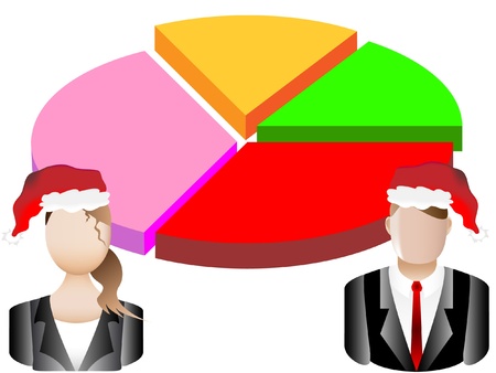 Christmas Card Business Chart and Avatars Background  Illustrationのイラスト素材