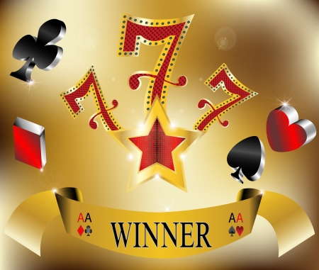 gambling winner lucky seven 777 banner gold illustrationのイラスト素材