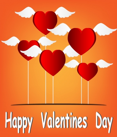 Valentines Day Heart Balloons on Orange Background vector illustrationのイラスト素材