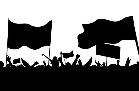 protesters riots workers on strike crowd music concert vector illustrationのイラスト素材