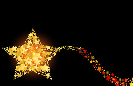 blazing abstract comet shooting gold star vector illustrationのイラスト素材