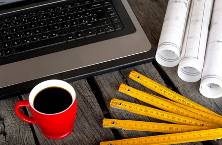 Architecture rolls architectural plans project architectの写真素材