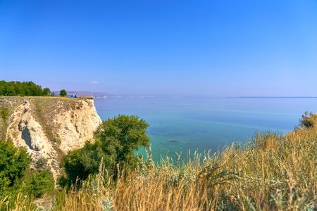 Beautiful view of Stepan Razin rock, Volga riverの写真素材
